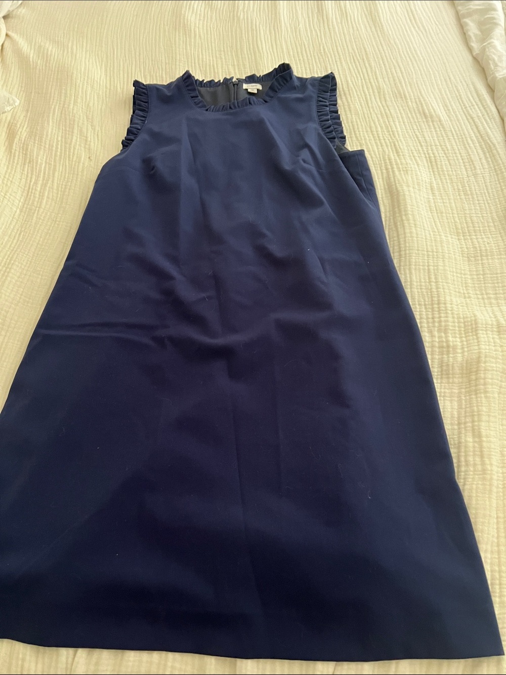 J. Crew Navy Ruffle-Edge Sleeveless Mini Dress